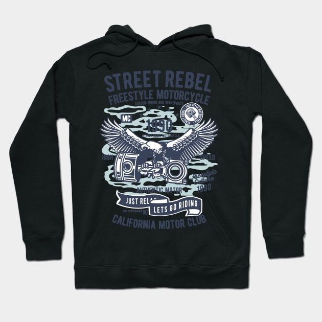 Street Rebel Motorcycle, Vintage Retro Classic Hoodie by CoApparel